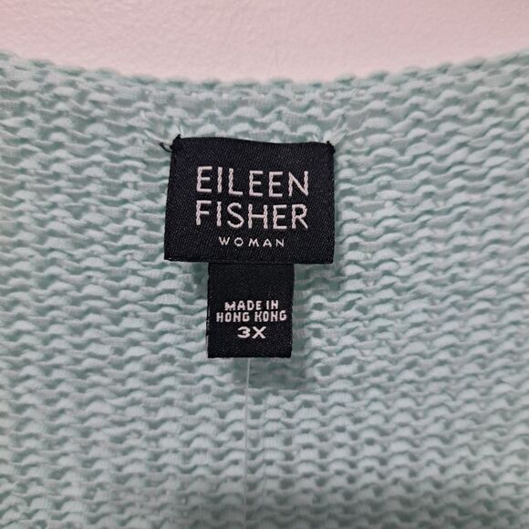 Eileen Fisher Sespry V Neck Cardigan Minimalist Boho Cotton Tape Yarn 3X NWT Blu - Picture 13 of 17